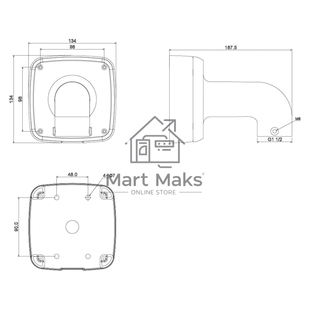 Настенный кронштейн для камер серий SD42, SD32, SD29, HDBW2, HDBW3, HDBW4, EB1 Wall Mount PFB302S