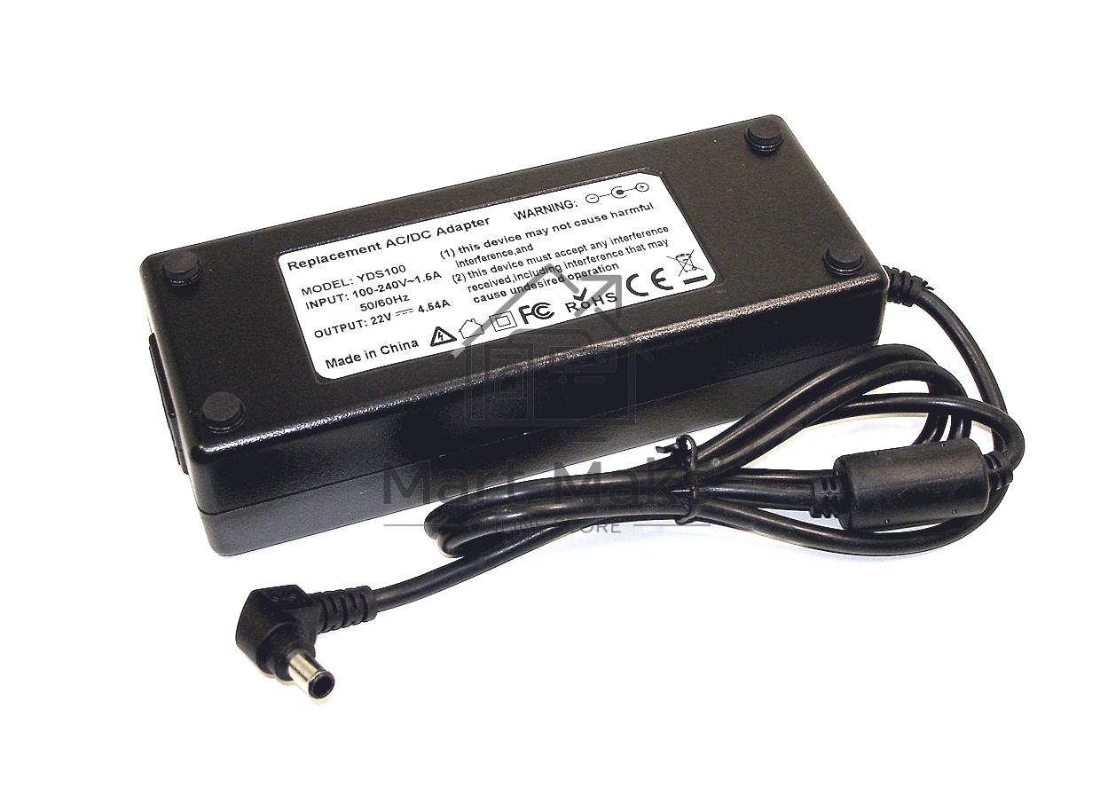 Блок питания для монитора и телевизора LCD 22V 4.54A 100W (6.5x4.4мм) OEM