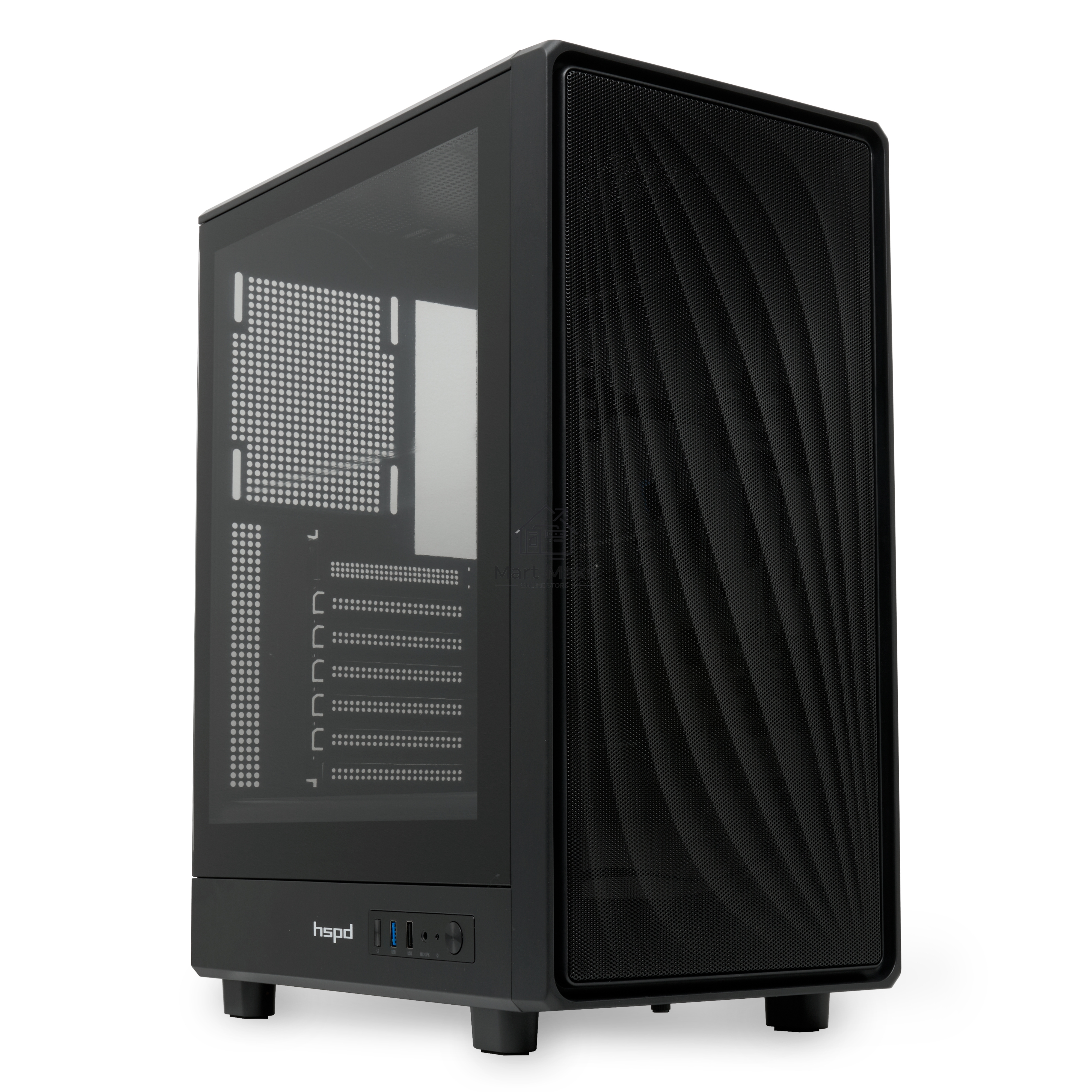 Компьютерный корпус без блока питания HSPD M510, Mesh Mid Tower, черный, TG, 0.5 SPCC, no fans ATX, mATX, mITX 180/280/160mm 1x2.5