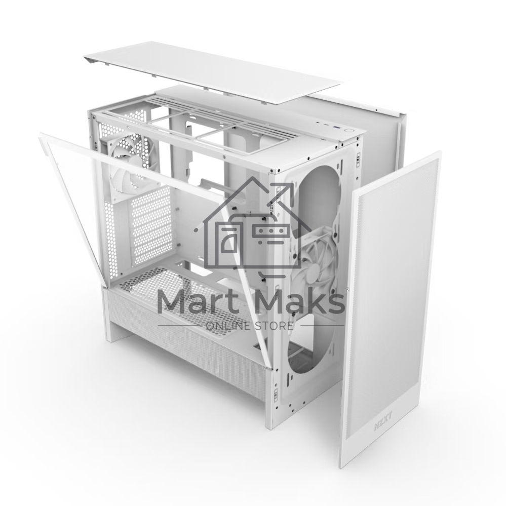 Компьютерный корпус без блока питания NZXT H5 Flow (2024), Midi-Tower, TG, 2x120мм, 1xUSB-A 3.2 + 1xUSB-C 3.2, E-ATX, ATX, mATX, mITX белый