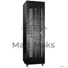 Шкаф серверный напольный Cabeus, IP20, 42U, 2055х600х1000 мм (ВхШхГ), дверь: перфорация, боковая панель: сплошная, разборный, цвет: чёрный