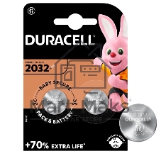 Элемент питания литиевый CR 2032-2BL (блист.2шт) (20/200/29400) Duracell Б0037273