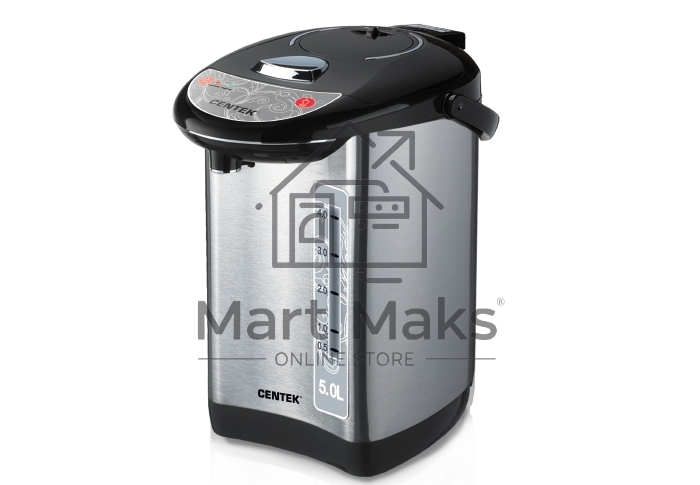 Термопот Centek CT-1083 (сталь) 5.0л, 750Вт, 3 способа подачи воды, двойная защита от перегрева