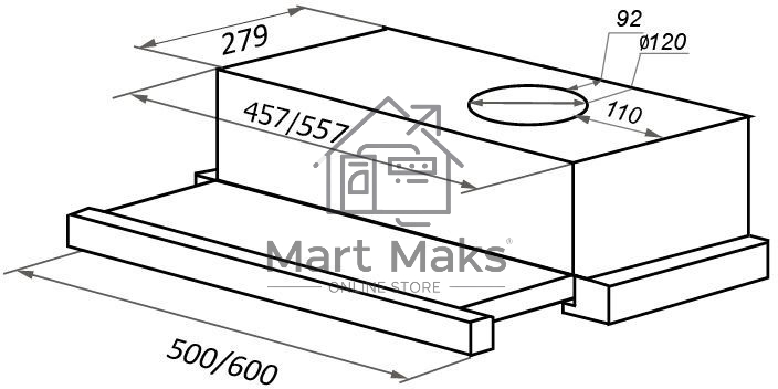 Вытяжка встраиваемая Maunfeld VS Light 50 белый, 50 см, 520 куб. м/ч, 56 дБ