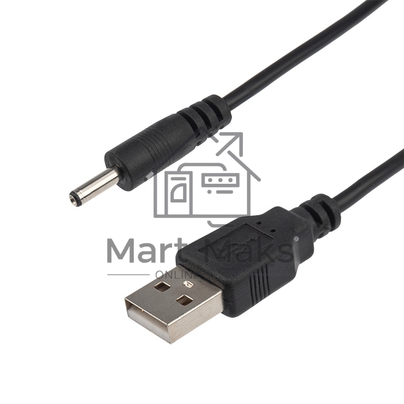 Кабель USB штекер - DC разъем питание 1,4х3,4 мм, спираль 1,5 метра Rexant