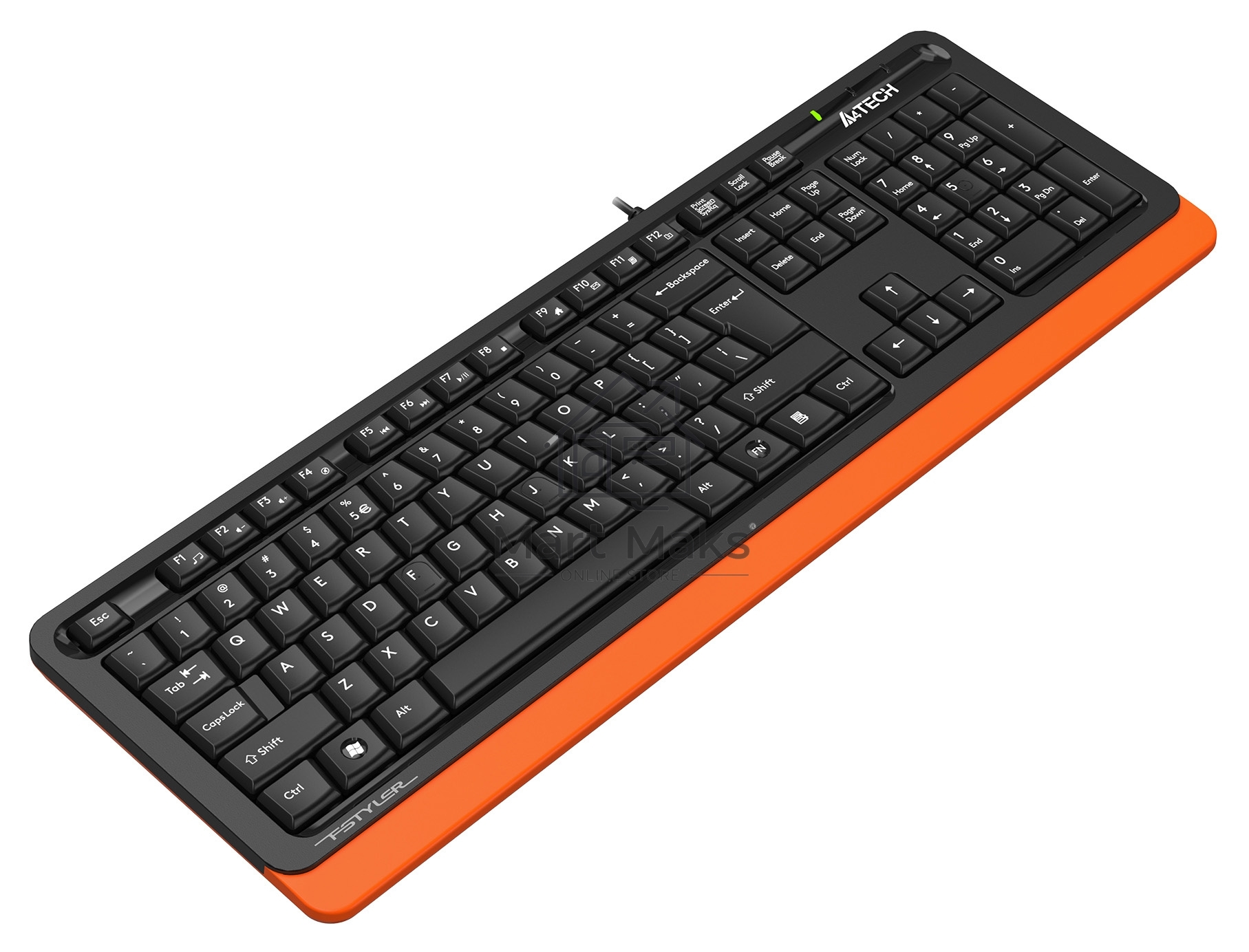 Клавиатура A4Tech Fstyler FKS10 проводная, USB, черный/оранжевый