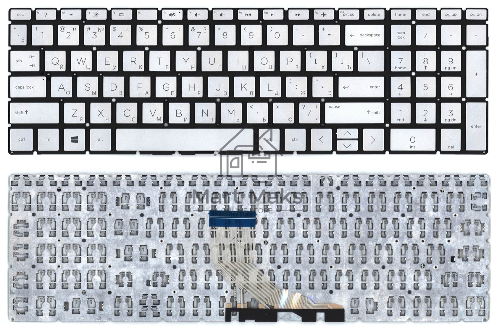 Клавиатура для ноутбука HP 15-db000 серебристая