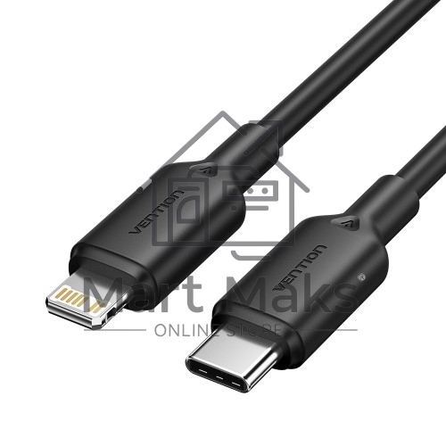 Кабель Vention USB 2.0 CM/Lightning 8M для iPad/iPhone 3A - 1м. черный