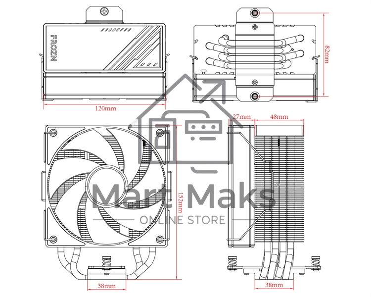 Кулер ID-Cooling FROZN A410 ARGB черный 120мм алюминий+медь 2000rpm 30db 4-pin 220W 152мм