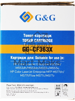 Картридж лазерный G&G GG-CF363X пурпурный (9500стр.) для HP CLJ M553N/M553DN/M553X/M577C/M577Z/M577F/M577DN