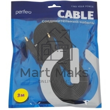 Кабель PERFEO HDMI A вилка - HDMI A вилка, плоский, ver.1.4, длина 3 м. (H1303)
