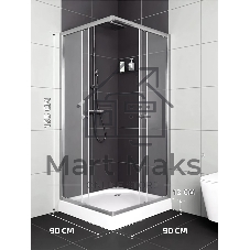Душевой уголок BAU Stil Hit с поддоном 90x90х195, прозрачное закаленное стекло, хромированный профил