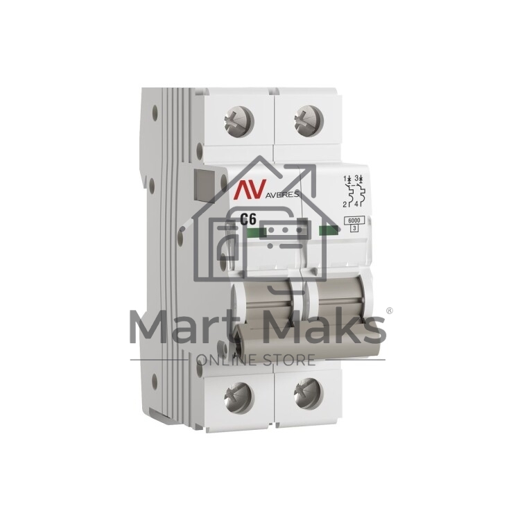 Выключатель автоматический Averes AV-6 2P 6A (C) 6kA
