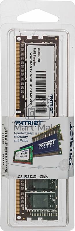 Оперативная память Patriot, DDR3, 4GB (1x4 GB), 1600 MHz, CL11, DIMM
