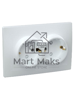 Розетка силовая Iek ERK21-K01-16-DM РСш12-3-КБ 2 местн. c з/к с защ.штор. 16А КВАРТА (белый)