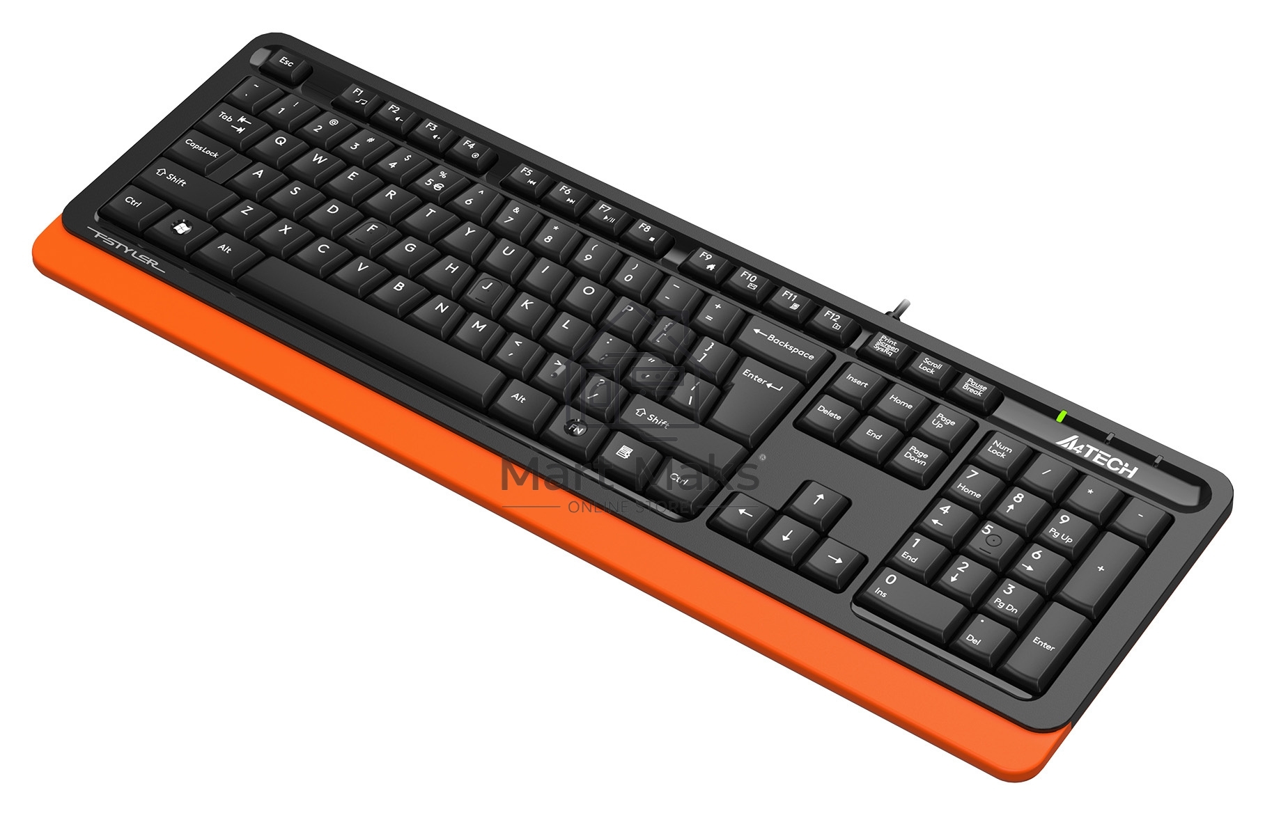 Клавиатура A4Tech Fstyler FKS10 проводная, USB, черный/оранжевый