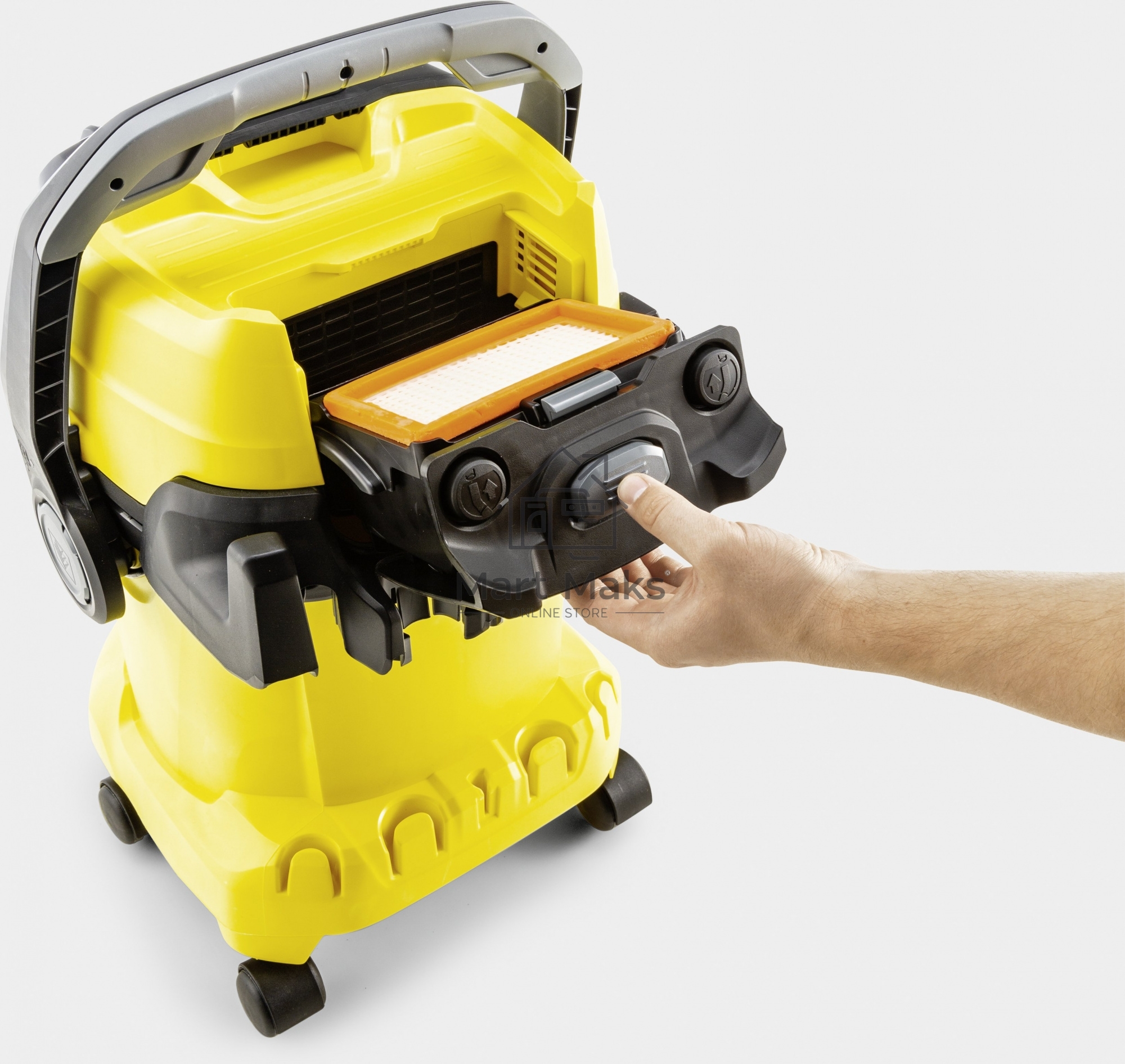 Строительный пылесос Karcher WD 5 V-25/5/22 желтый, 1100 Вт, уборка сухая/сбор воды, пылесборник мешок/контейнер, 25 л