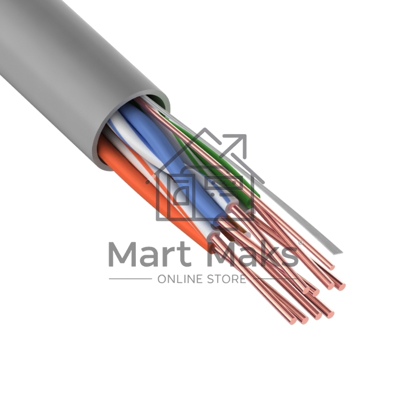 Кабель витая пара Rexant U/UTP, категория 5e, ZH нг(А)-HF, 4PR, 24AWG, внутренний, серый, 305 м
