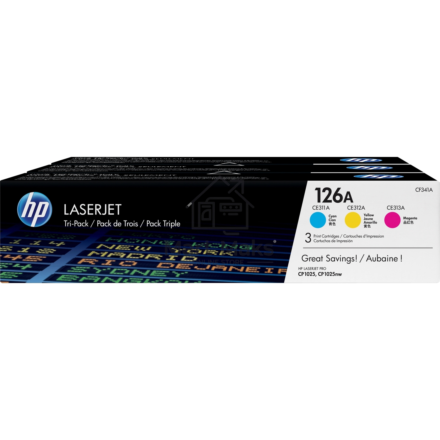 Картридж лазерный комплект HP CF341A голубой/пурпурный/желтый для LJ CP1025 3 х 1000 стр