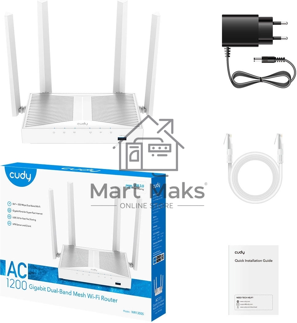 Маршрутизатор AC1200 Gigabit Wi-Fi Mesh Router with USB
