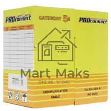 Кабель витая пара PROconnect U/UTP cat.5e 2х2х24AWG solid CCA PVC сер. (м)