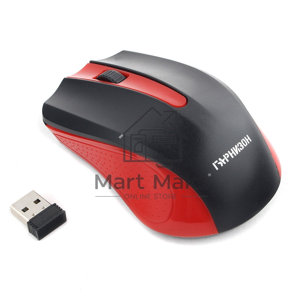Мышь беспроводная Гарнизон GMW-430R красный, 1200 dpi, радиоканал, USB, кнопки - 3