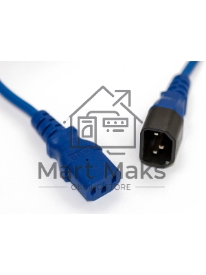 Шнур для блока питания Hyperline PWC-IEC13-IEC14, IEC 320 C13, вилка C14, 5 м, 10А, провода 3 х 1,0 кв. мм, синий