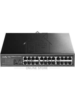 Коммутатор 24-Port 10/100 Mbps Switch, 24 10/100 Mbps RJ45 Ports, Switch/VLAN/Extend working mode DIP switch, Rack-mountable Steel Case, Power Saving, Plug & Play, Rack-Mount kits included