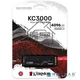 Накопитель SSD Kingston KC3000, 4Tb, PCIe 4.0 x4, M.2 2280, NVMe, R/W 7000/7000, с радиатором