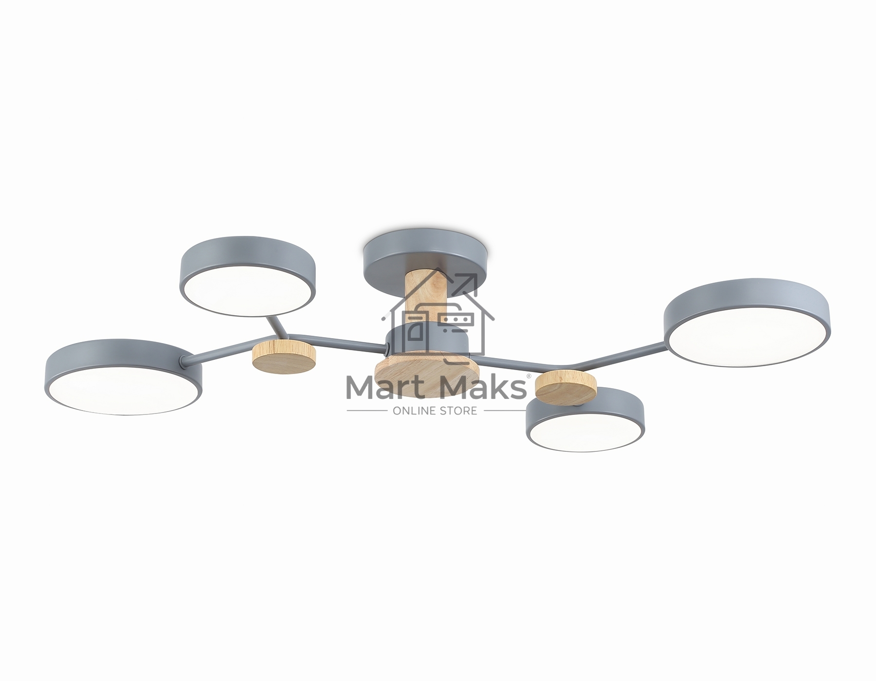 Светильник Ambrella light FL4859/4 GR/WD серый/дерево 60W 3000-6000K 700*400*120 (без ПДУ)