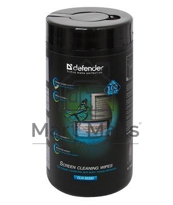 Чистящие салфетки Defender CLN 30320 ECO для экранов всех видов: ЭЛТ, ЖК, плазменными панелями / туба / 100 шт / Россия