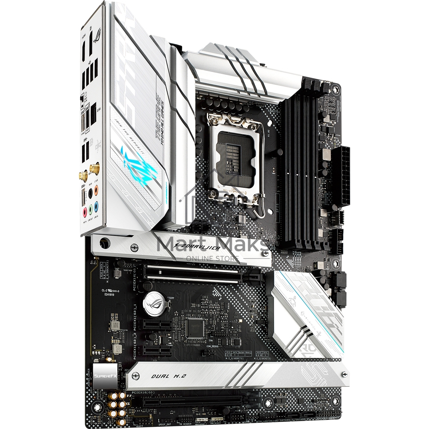 Материнская плата ASUS ROG STRIX B660-A GAMING WIFI D4, LGA 1700, Intel B660, 4xDDR4, 4xSATA, 3xM.2, 1xPCIe 5.0 x16, 1xPCIe 3.0 x4, 2xPCIe x1, 1xHDMI, 1xDP, 1x 2.5Gb LAN, 4xUSB 2.0, 2xUSB 3.2 Gen 1, 1xUSB-A 3.2 Gen 2, 1xUSB-C 3.2 Gen 1, 1xUSB-C 3.2 Gen 2x