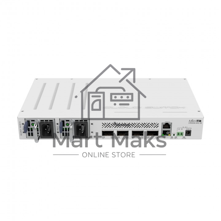 Коммутатор Mikrotik CRS504-4XQ-IN, 1x10Base-T/100Base-TX, 4xQSFP28, Switching capacity 800 Gbps