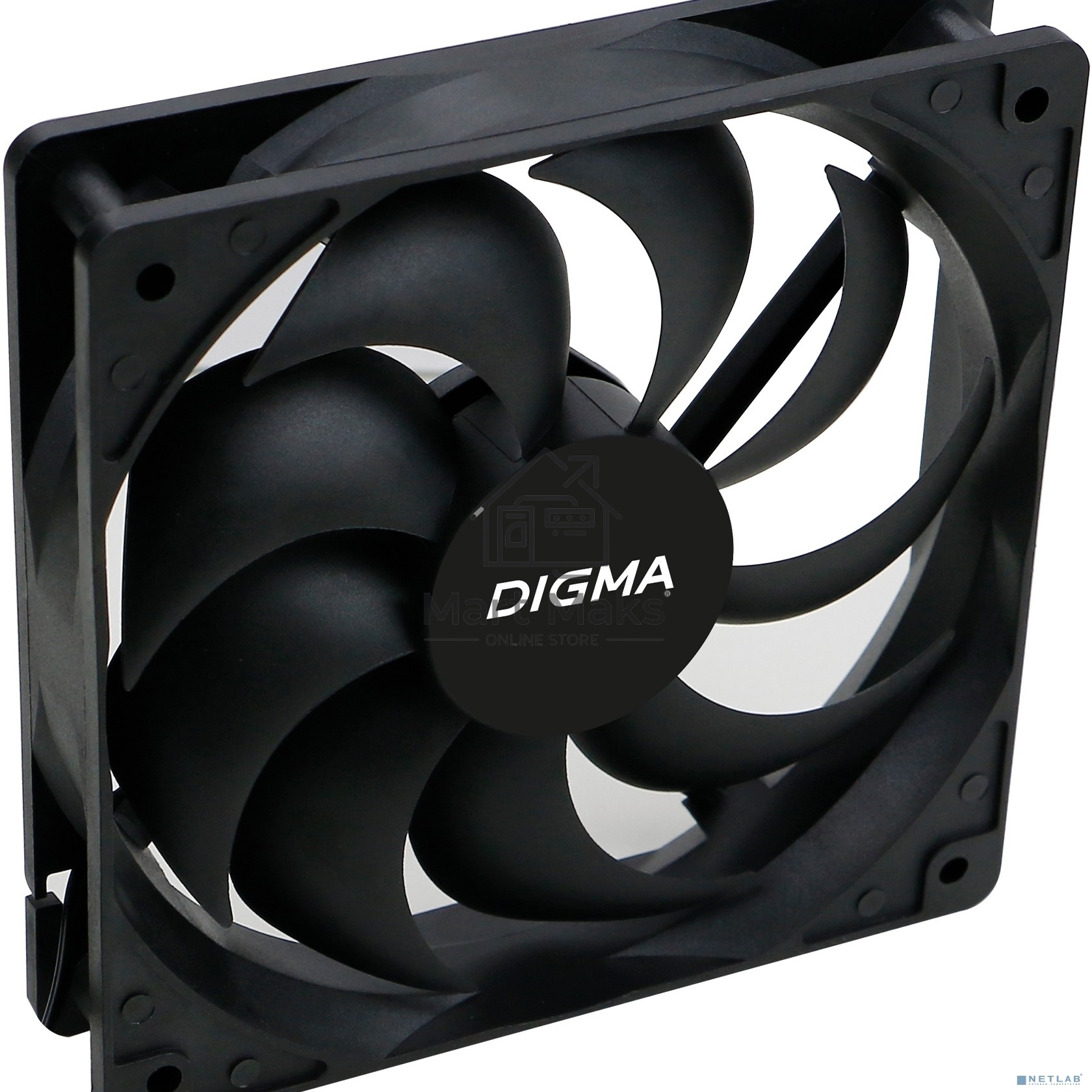 Вентилятор для корпуса Digma DFAN-120-9 черный, 120 мм, 1200 об/мин, 23 дБ, 4 pin