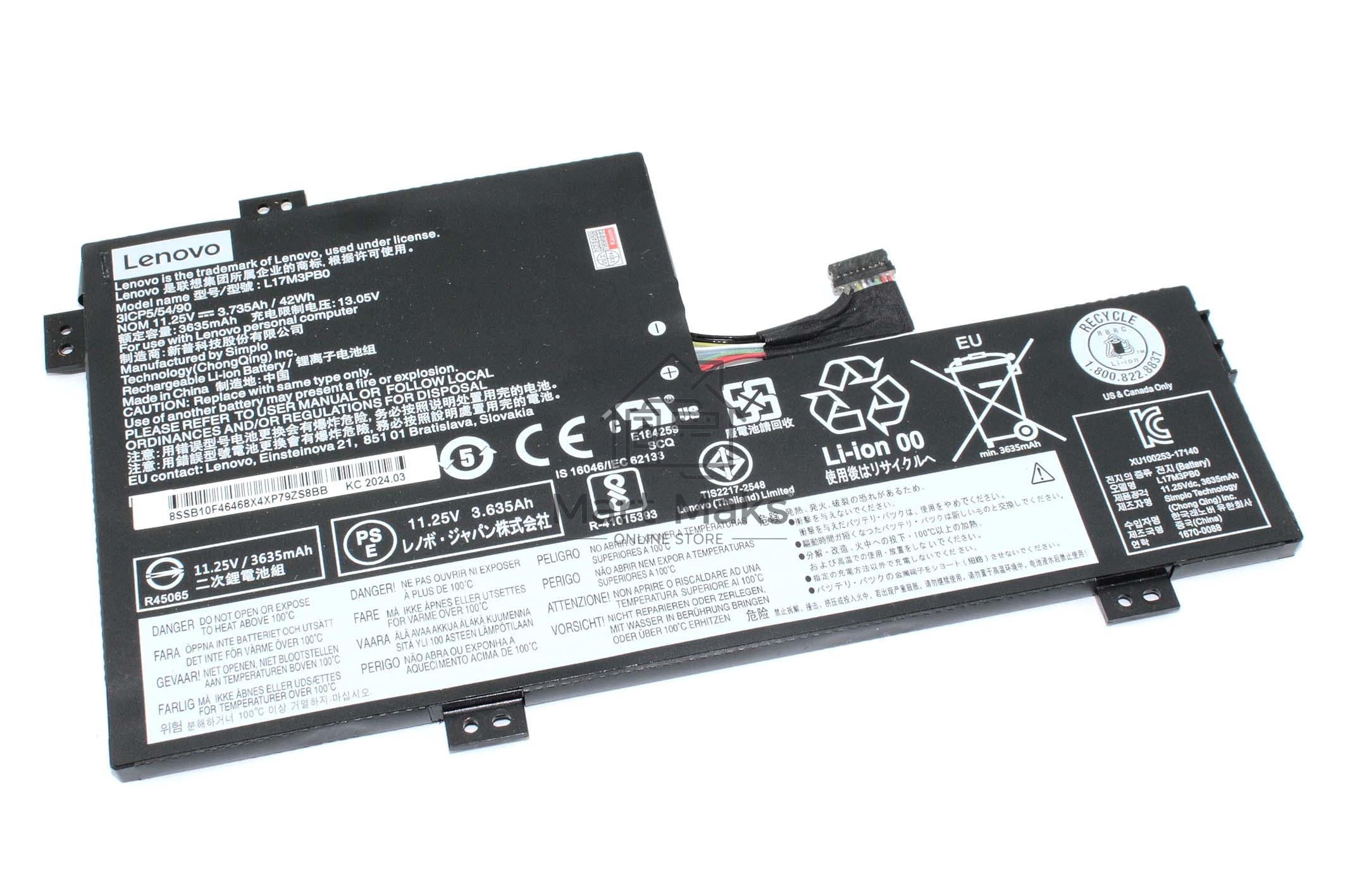 Аккумуляторная батарея для ноутбука Lenovo 100e 300e Chromebook Gen 2 MTK (L17M3PB0) 11.25V 42Wh