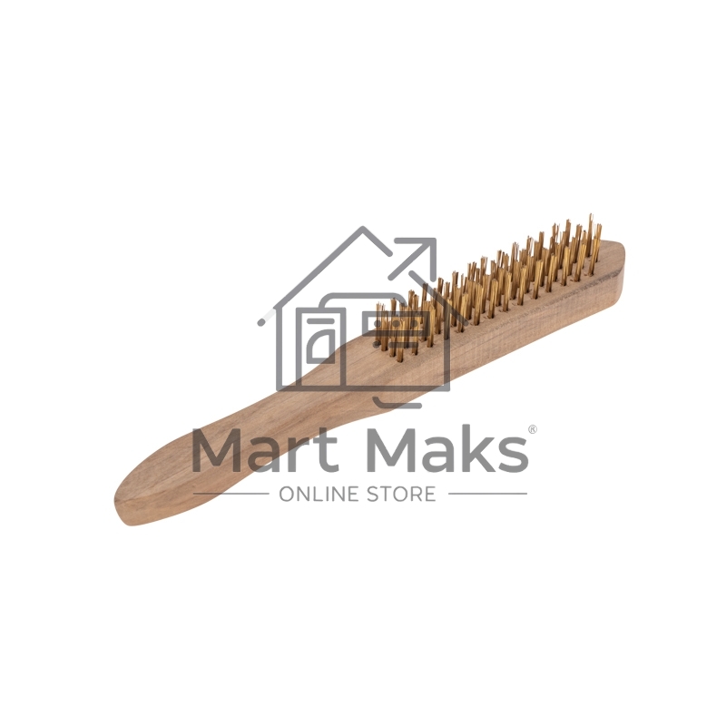 Щетка по металлу с деревянной ручкой, 4 ряда, 280мм KRANZ