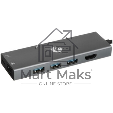 Адаптер VCOM CU459 Type-Cm --> RJ-45+2USB3.0(f) + PD100 Вт Alum Shell