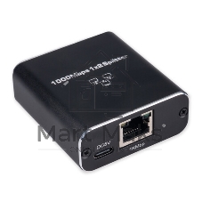 Сплиттер-разветвитель Cablexpert с питанием, 1 порт RJ45 -> 2 порта RJ45 100/1000Mbps, NCA-SP-03, коробка