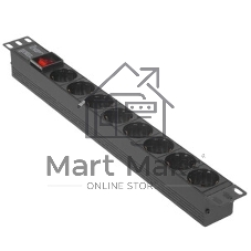 Блок розеток горизонтальный ExeGate ServerPro PDU-19H803 Al-8S-EU2-SW, 19