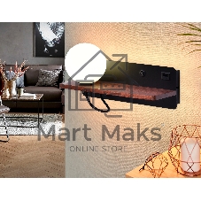 Настенный светильник с выключателем Ambrella light FW521 BK/DW черный/темное дерево G9 max 40W 280*100*125 (лампа LED G9 5W 4200K в комплекте)