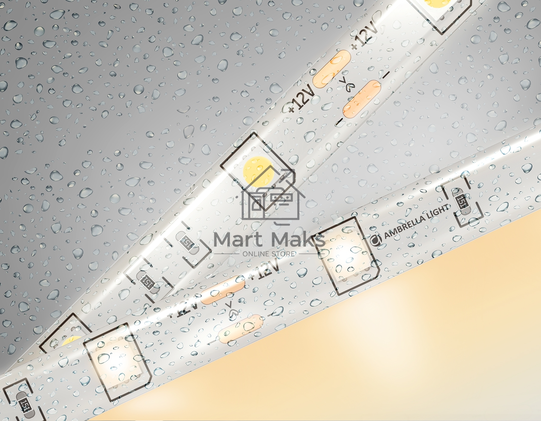 Светодиодная лента Ambrella light GS1901 5050 30Led/ 7.2W m/ 12V IP65 3000K/ 5000*10*2.87mm (2 конт.)