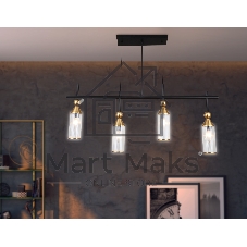 Светильник Ambrella light LH55254/4 BK/BS/CL черный/латунь/прозрачный E14*4 max 40W 845*65*1150
