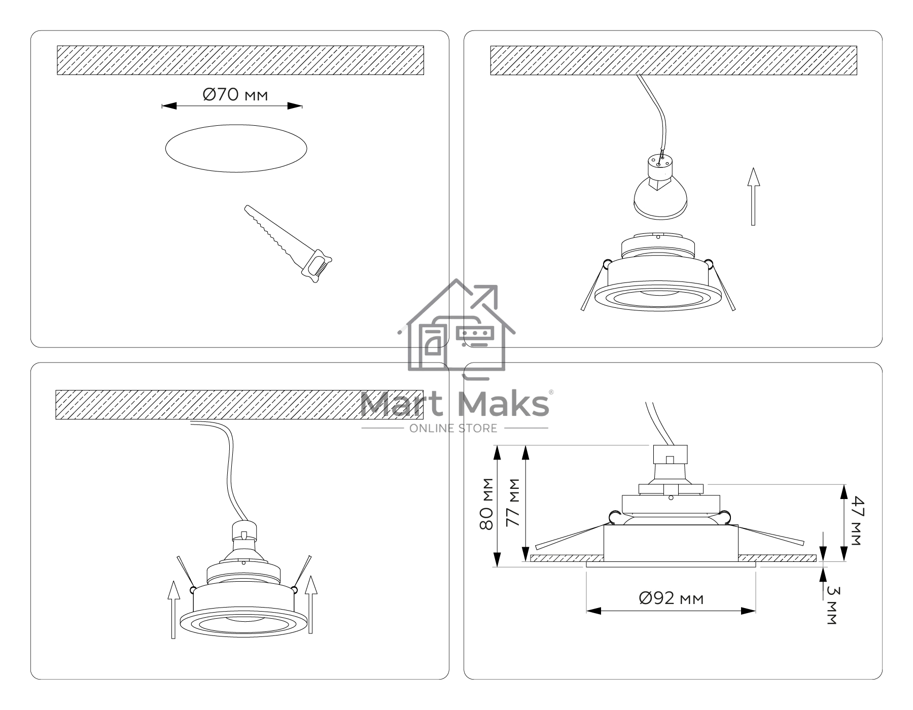 Встраиваемый точечный светильник Ambrella light TN102824 BK/BK черный/черный GU5.3 D92*50