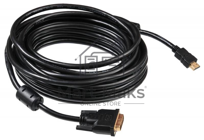 Кабель Buro HDMI-19M-DVI-D-10m 24M/19M 10м позол/ферритовые кольца
