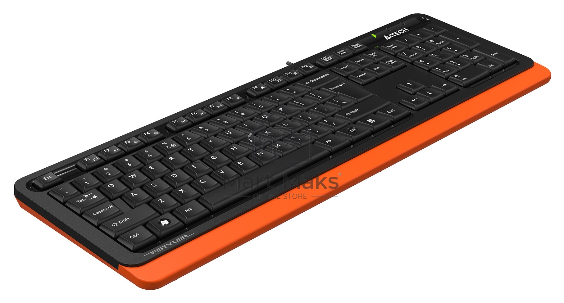 Клавиатура A4Tech Fstyler FKS10 проводная, USB, черный/оранжевый