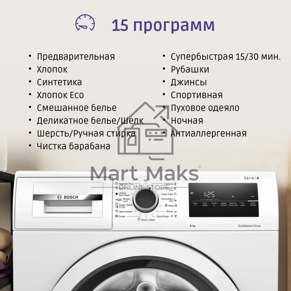 Стиральная машина Bosch WAN24200ME белый, загрузка фронтальная 8 кг, 1200 об/мин., класс: А+++