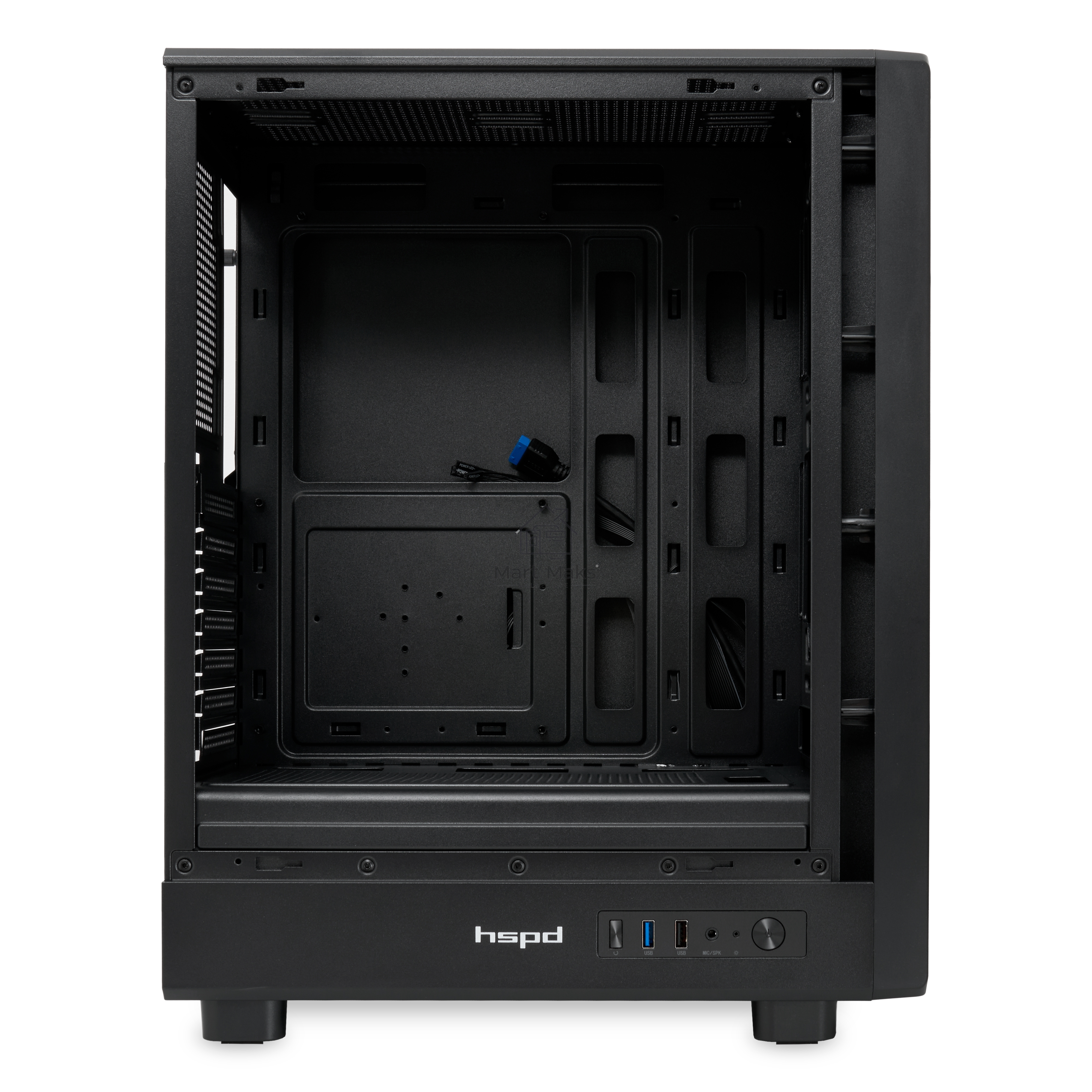 Компьютерный корпус без блока питания HSPD M510, Mesh Mid Tower, черный, TG, 0.5 SPCC, no fans ATX, mATX, mITX 180/280/160mm 1x2.5