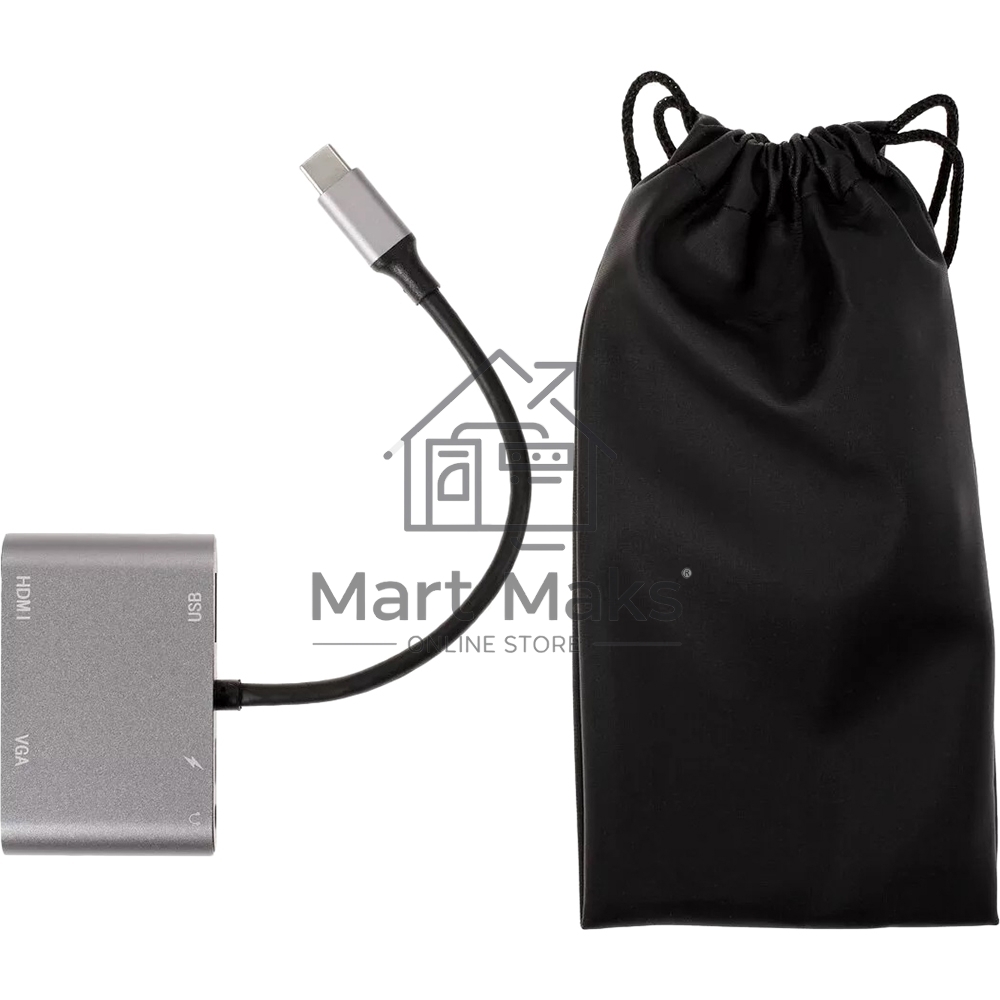 Адаптер USB Type-Cm-->VGA, HDMI 4k*30Hz, USB3.0, PD, Audio,iOpen (Aopen/Qust/VCOM)<ACU4511>