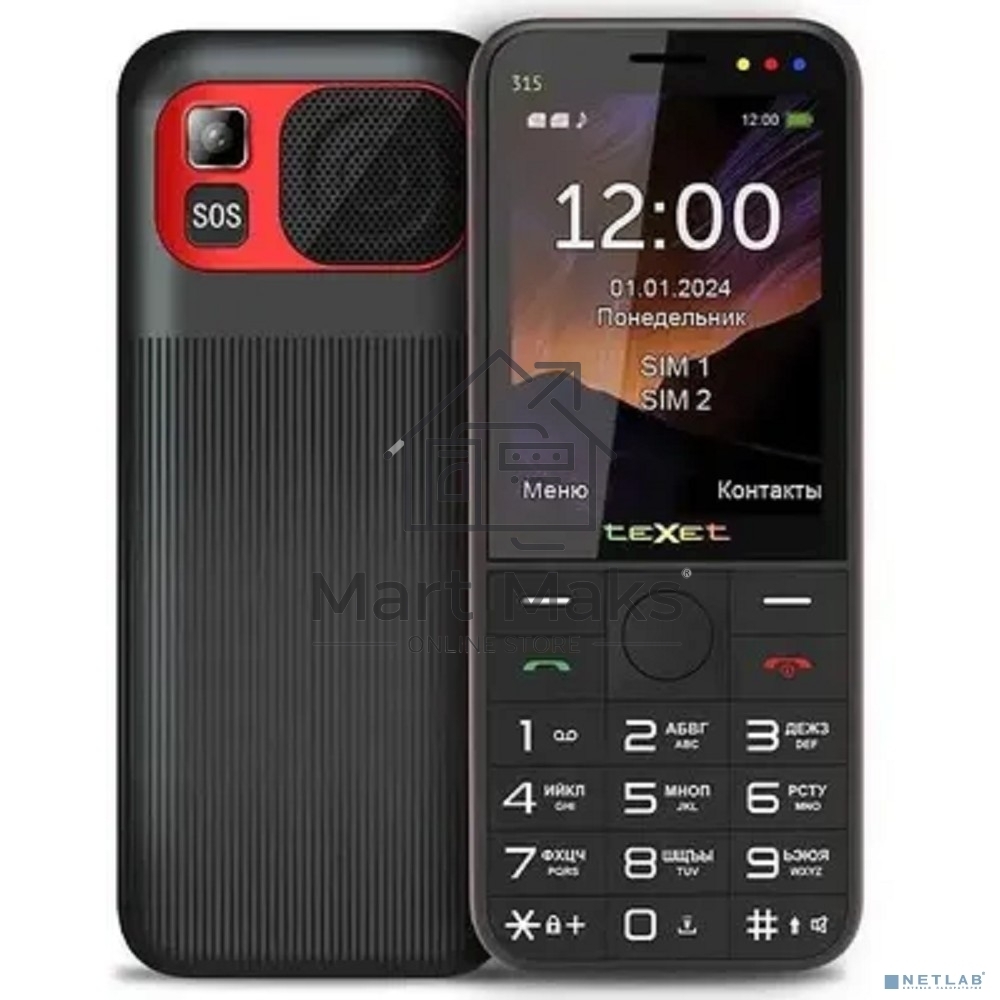 Мобильный телефон TeXet TM-315 черный-красный