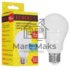 Лампа светодиодная EUROLUX LL-E-A60-15W-230-4K-E27 груша